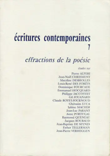 Ecritures contemporaines - Effraction de la poésie